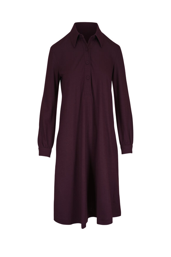 Odeeh Burgundy Wool Collared Dress