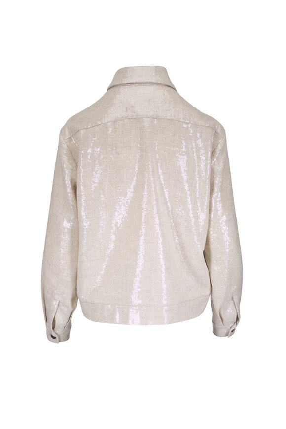 Kiton Beige Sequin Embellished Jacket - view 3
