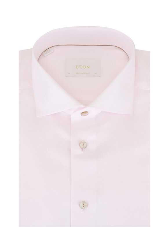 Eton Pink Solid Cotton & Linen Dress Shirt