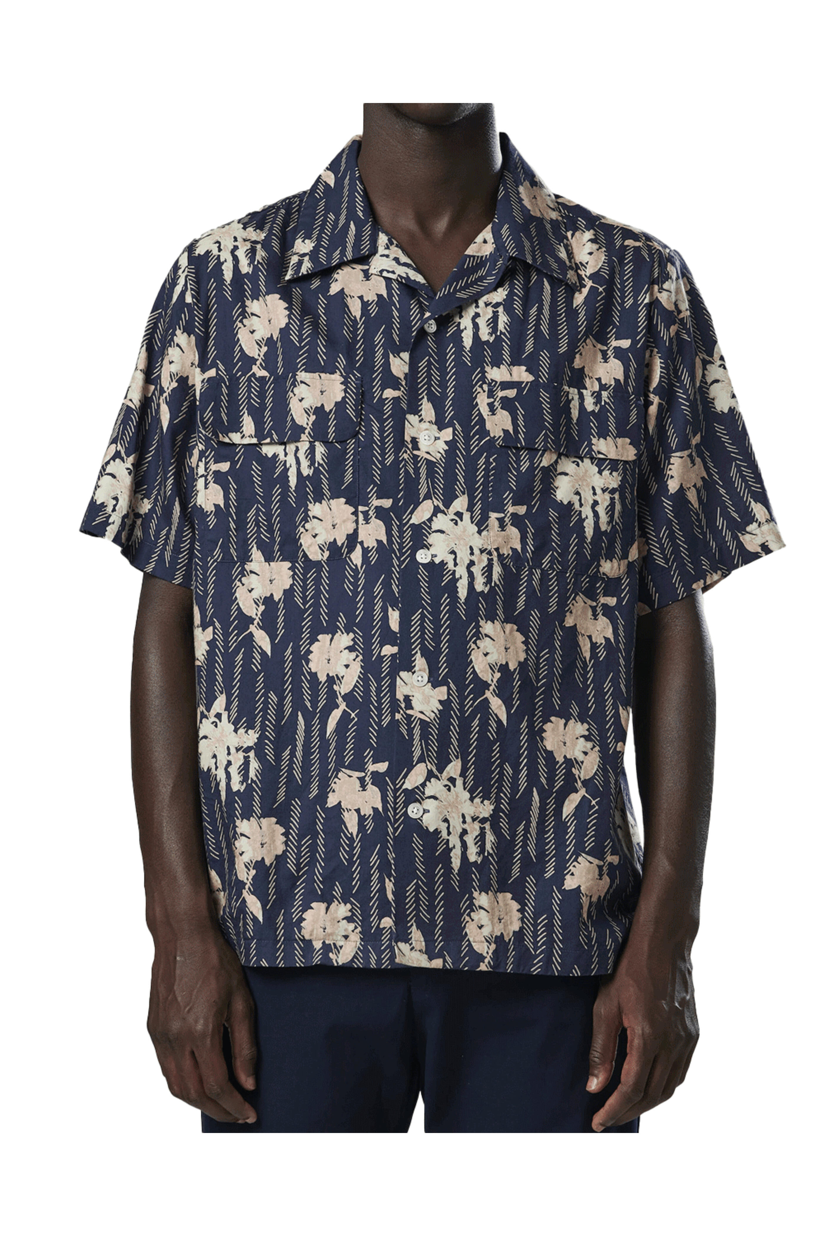 トップス Daniel Nn07 - Navy Daniel Floral Print Short Sleeve Shirt