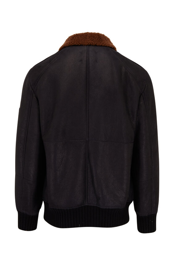 Brunello Cucinelli - Black Suede Shearling Bomber Jacket