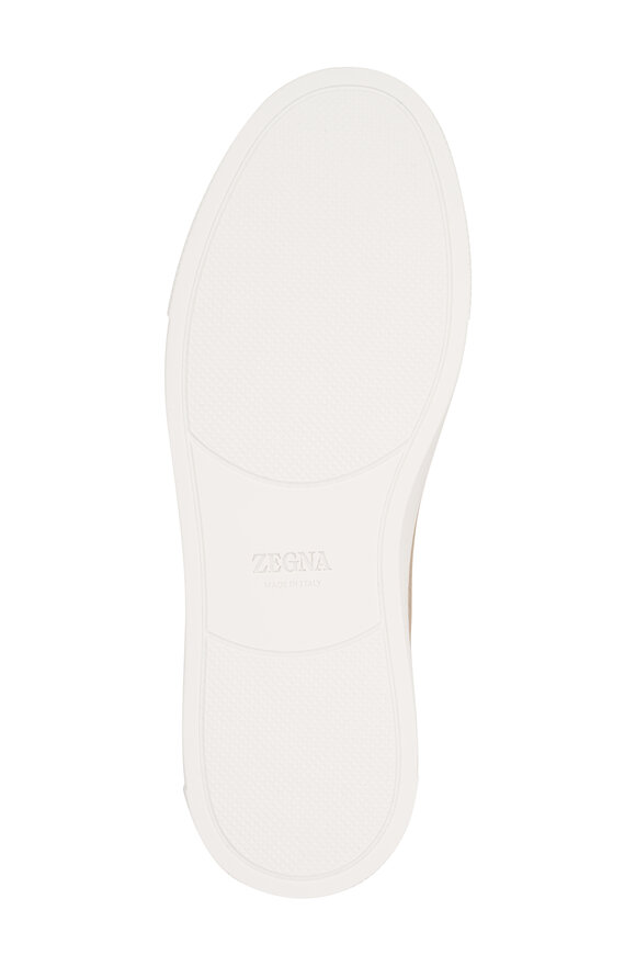 Zegna Triple Stitch Beige Deerskin Leather Sneaker - view 5