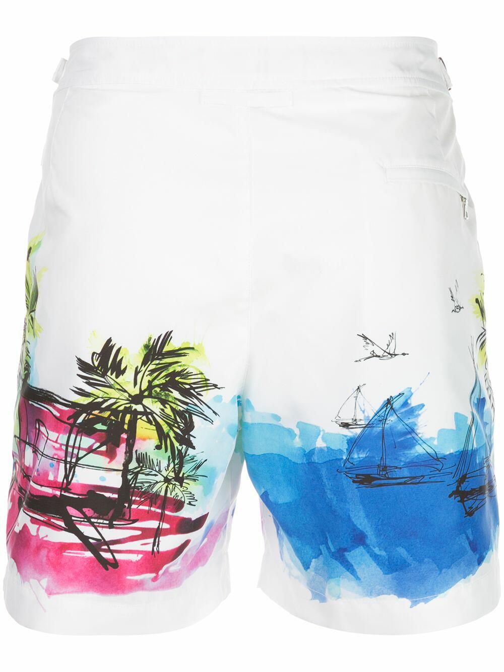 Orlebar Brown - Bulldog Nick Turner Illustration Scene Swim Trunks