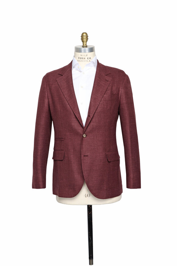 Brunello Cucinelli Burgundy Single Breasted Suit