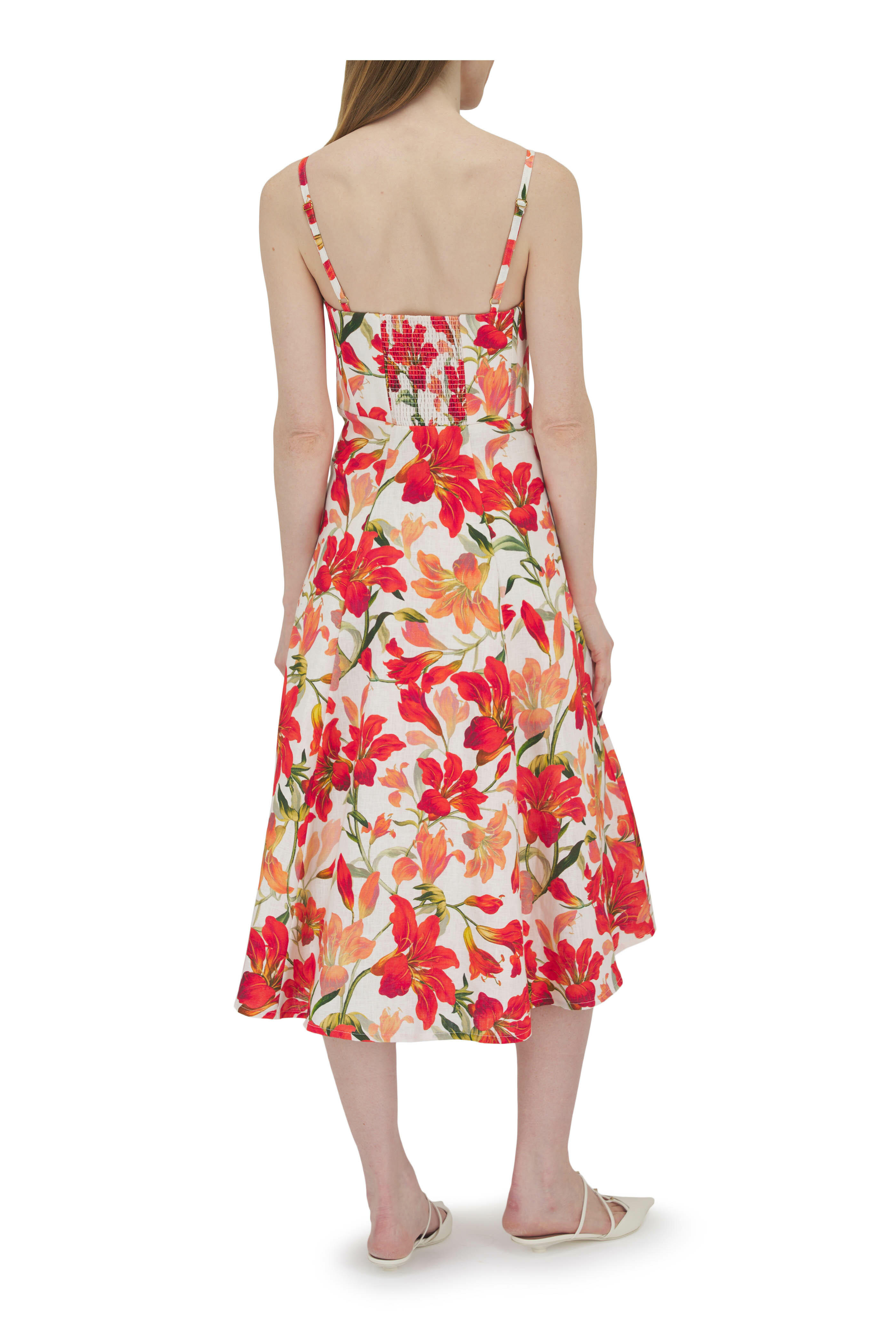 Zimmermann - Tranquility Red Lilly Linen Midi Dress