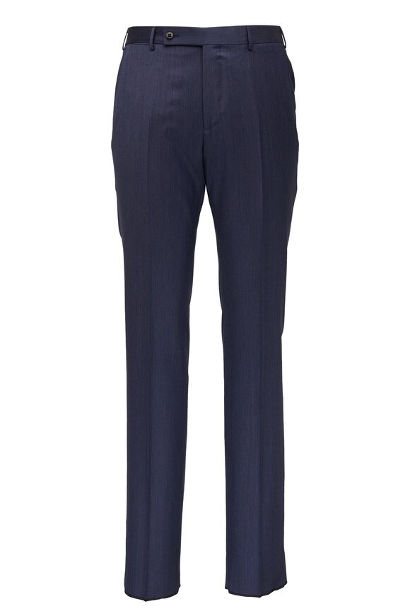 Zegna - Navy Blue Wool & Silk Pant