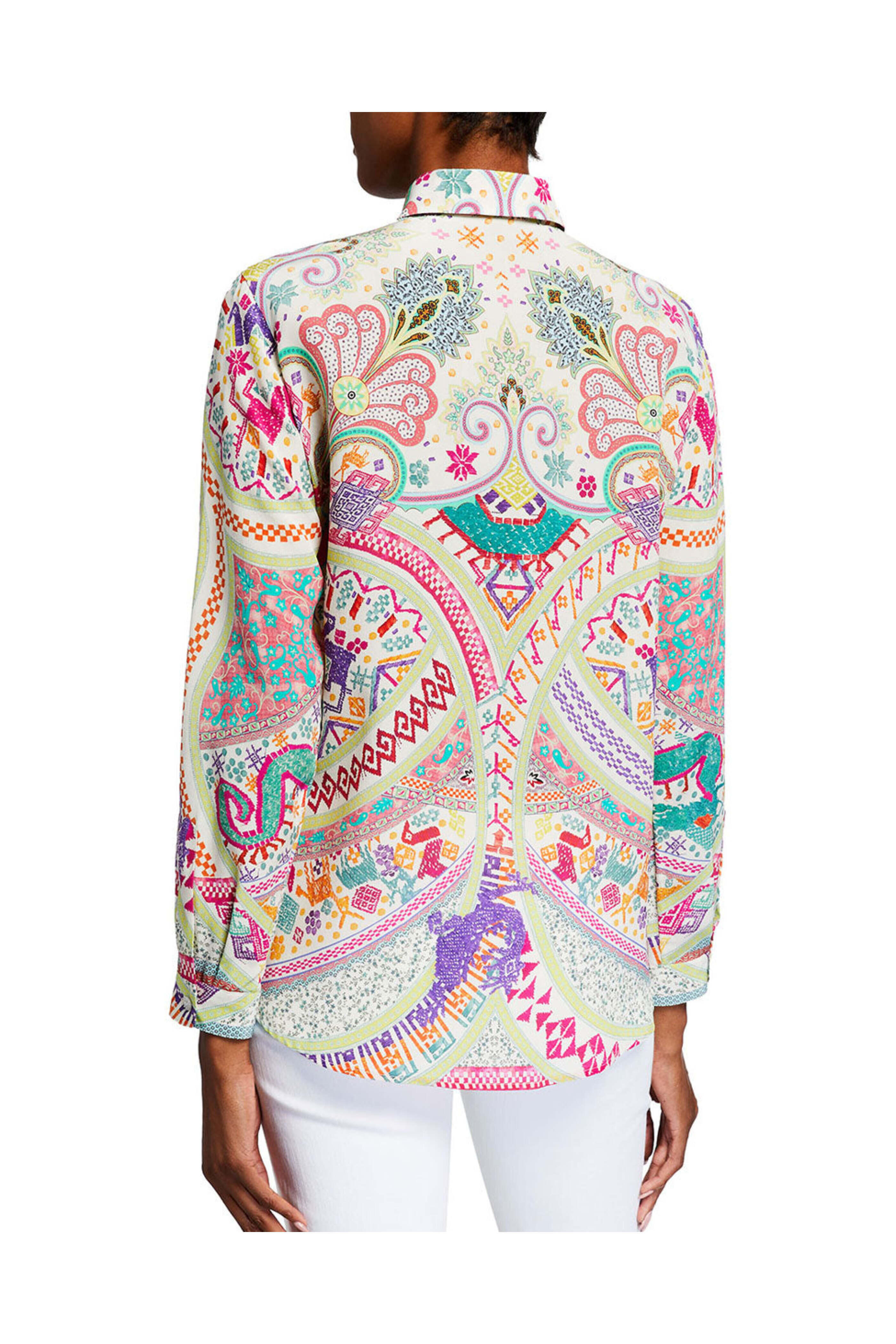 Tシャツ・カットソー ETRO FW23 Printed crepe blouse (118035241 0200) Etro - Pink Floral Print Silk Crêpe De Chine Blouse
