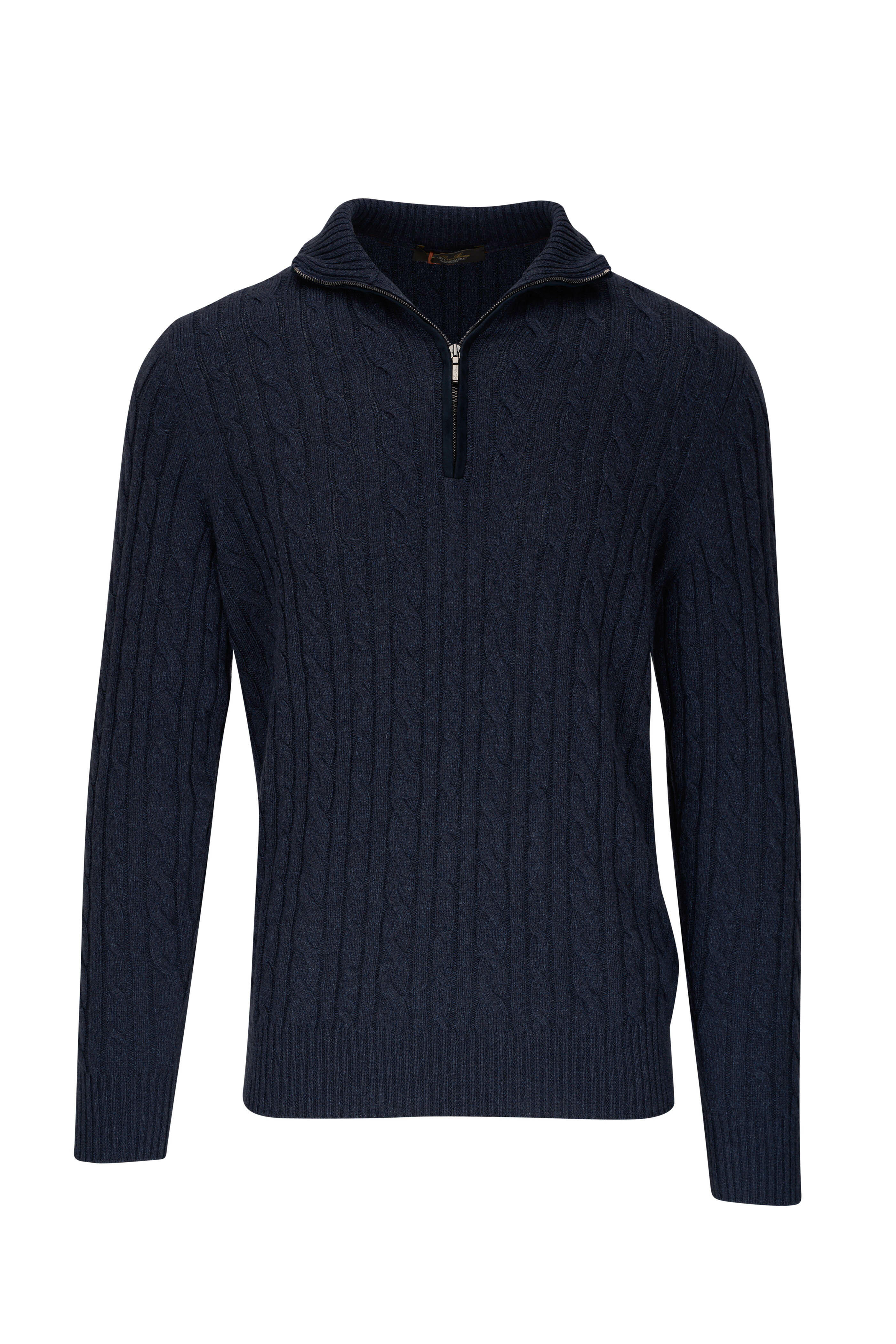 Loro Piana ダークブルー カーディガン Loro Piana - Deep Blue Front Button Cardigan | Mitchell Stores