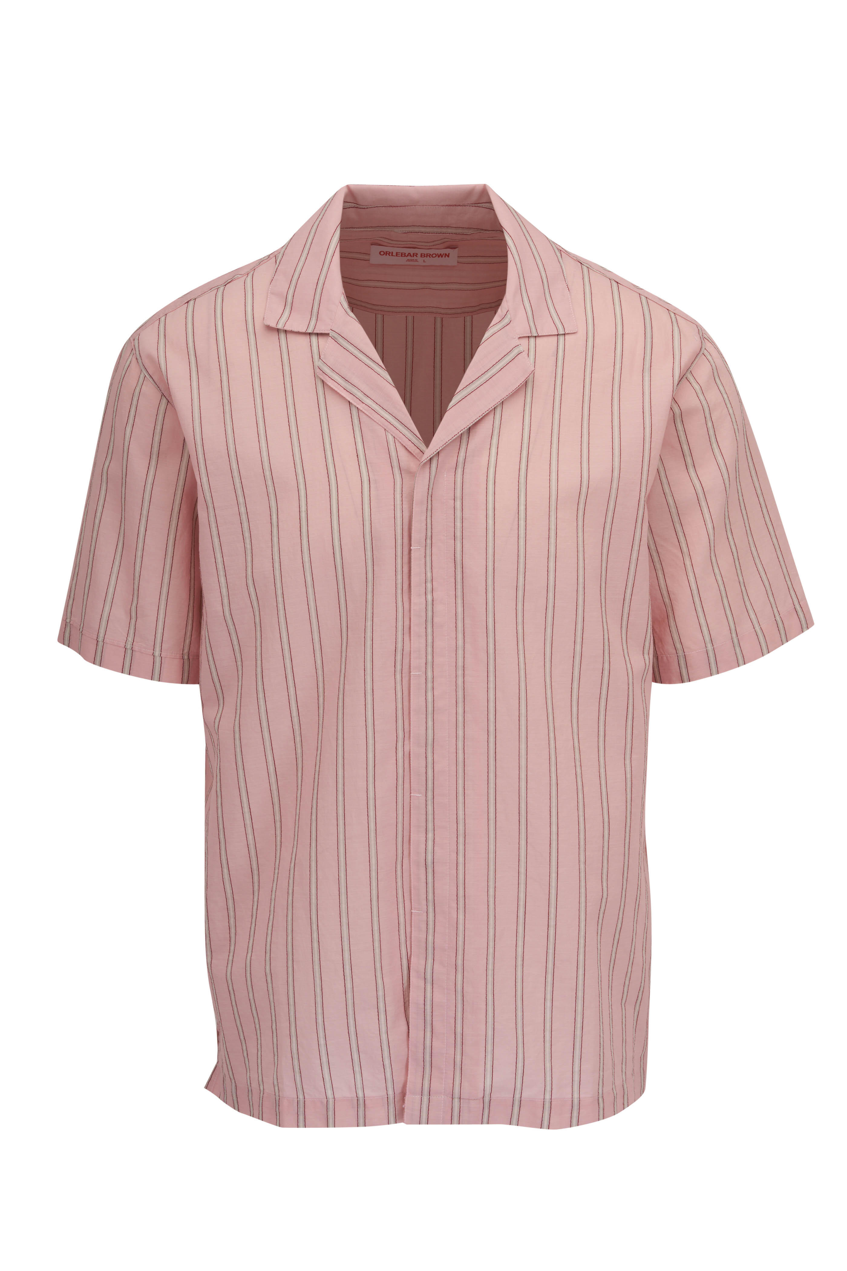 Orlebar Brown - Maitan Rose & White Stripe Cotton Sport Shirt