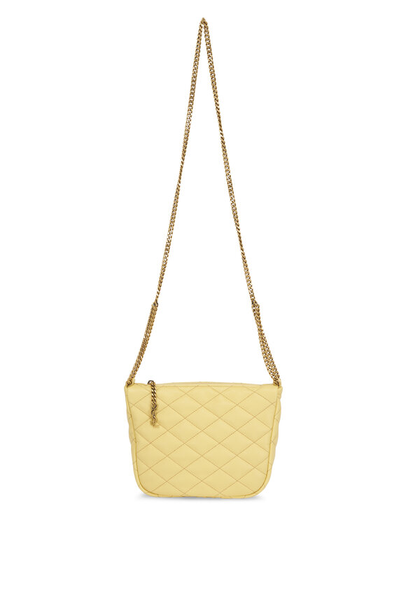 Saint Laurent Mini Cassandre Yellow Quilted Leather Hobo Bag
