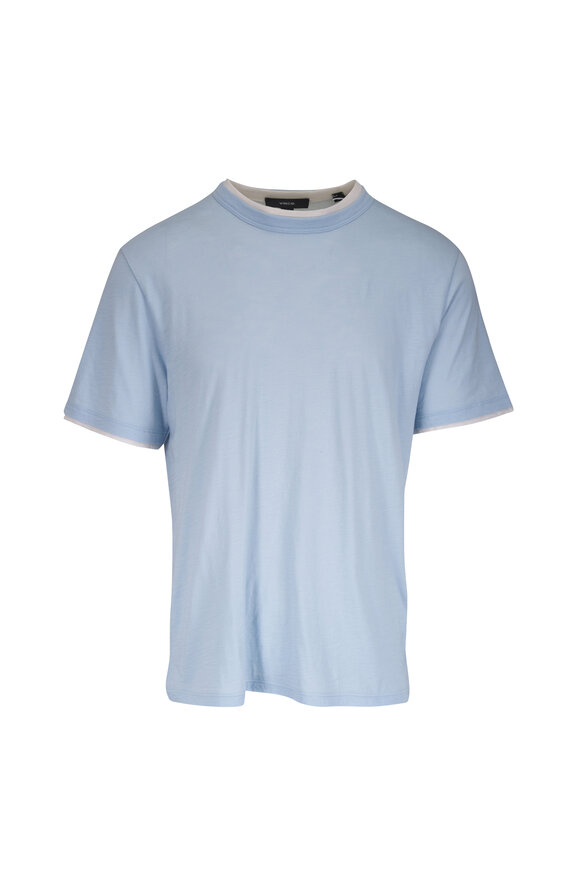Vince Playa Blue & White Double-Layer Cotton T-Shirt - view 1