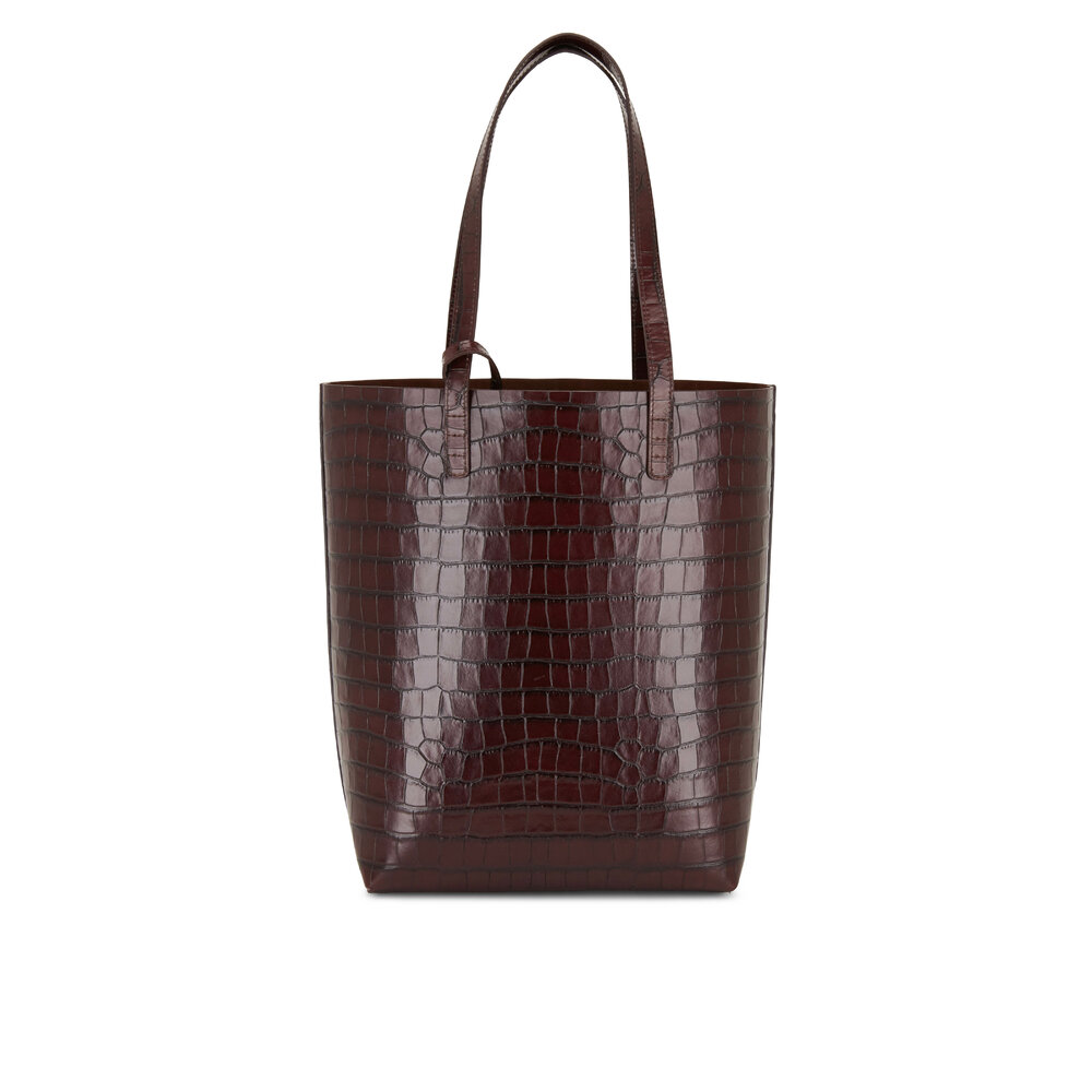 Mansur Gavriel Dark Brown Croc Embossed Classic Tote