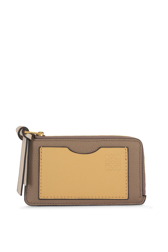 Loewe Taupe & Gold Leather Coin Cardholder - view 1