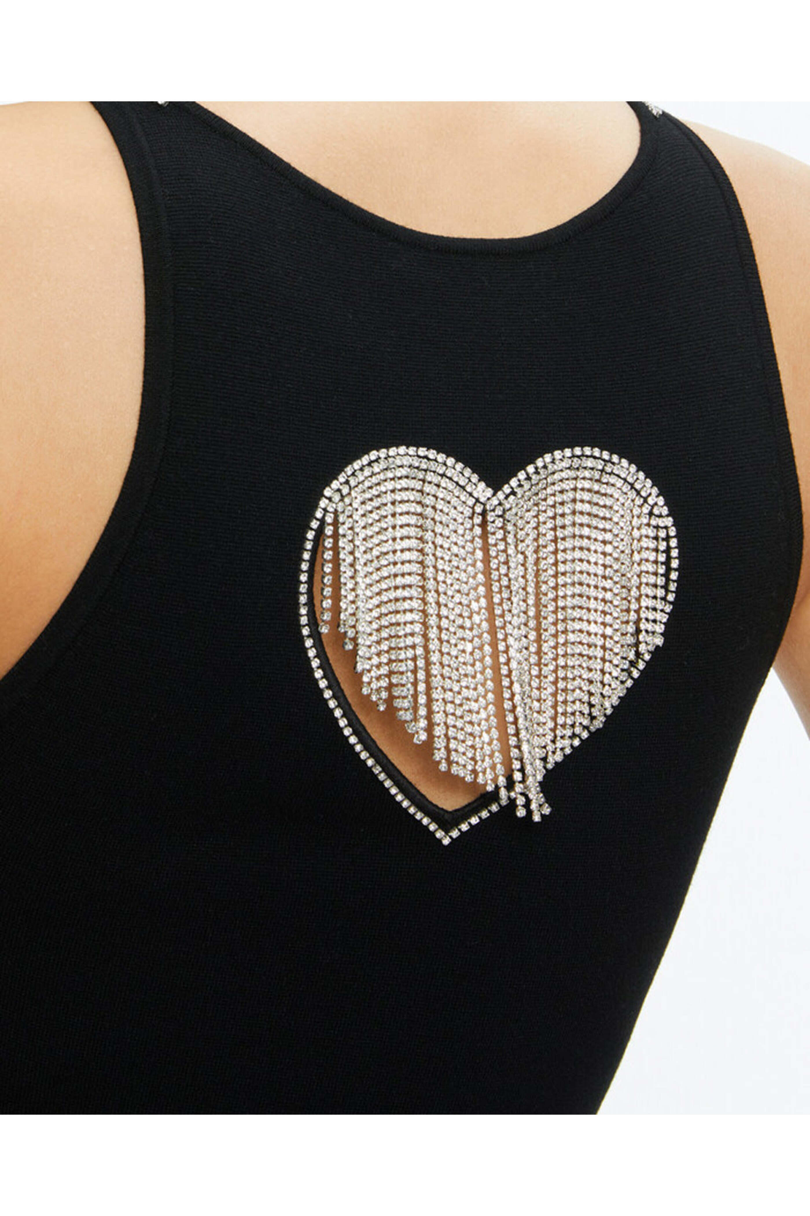 Alice & Olivia - Black Crystal Fringe Val Tank