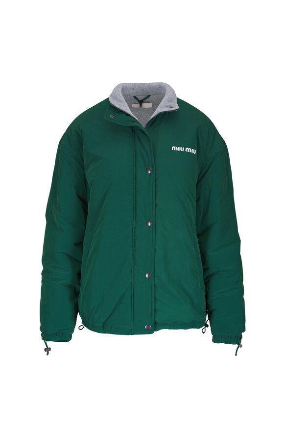 Miu Miu Bottle Green Pongé & Fleece Jacket - view 1