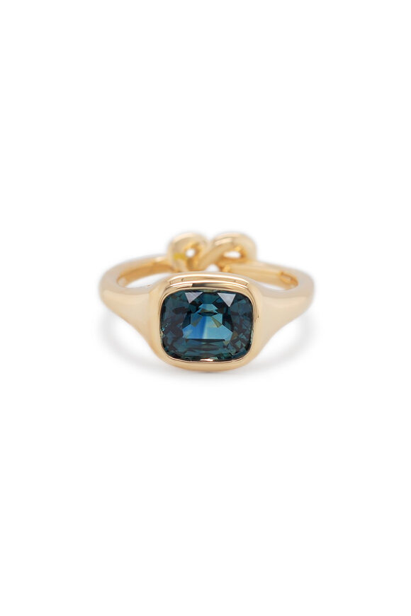 Kali Zoe Teal Sapphire Overhand Knot Ring - view 1