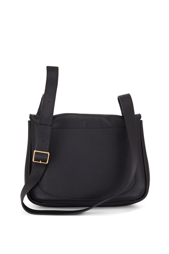 The Row - Black Grained Leather Small Mail Bag