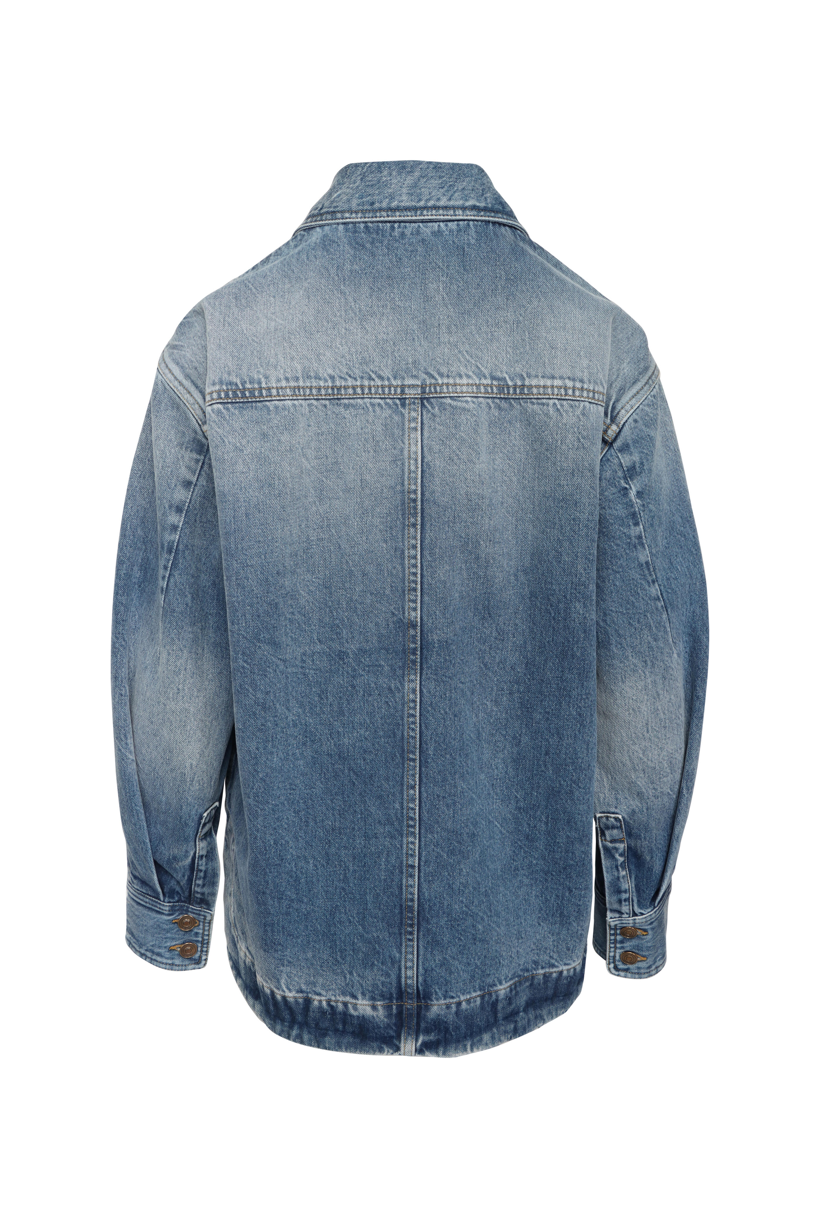 Alanui - Sunny Medium Wash Crochet Denim Shirt