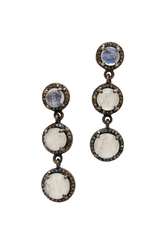 Loriann - Triple Moonstone Dangle Earrings