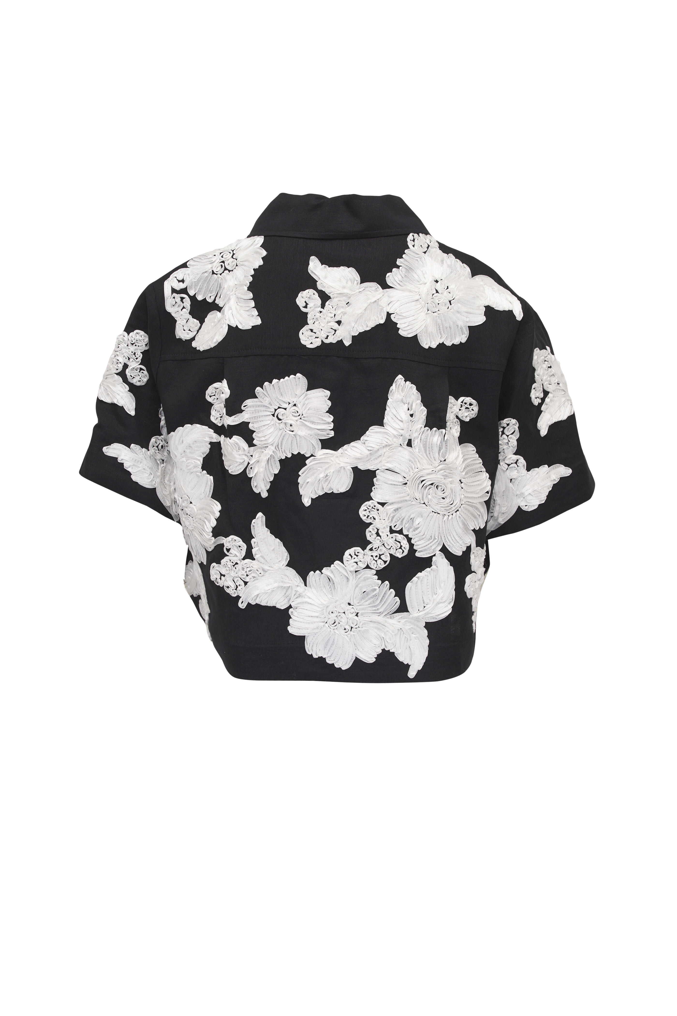 Simkhai - Callie Black & White Floral Embroidered Camp Shirt
