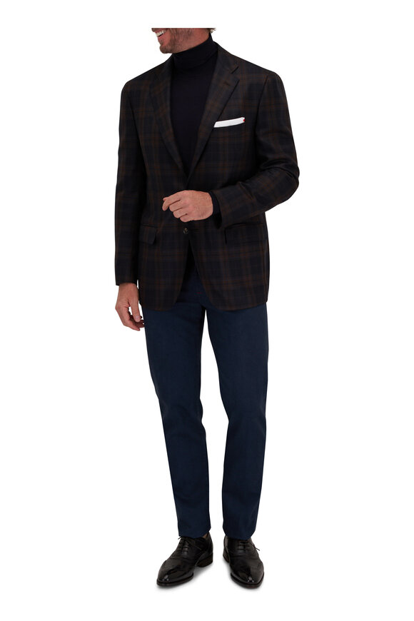 Kiton - Brown & Blue Plaid Cashmere Sportcoat 