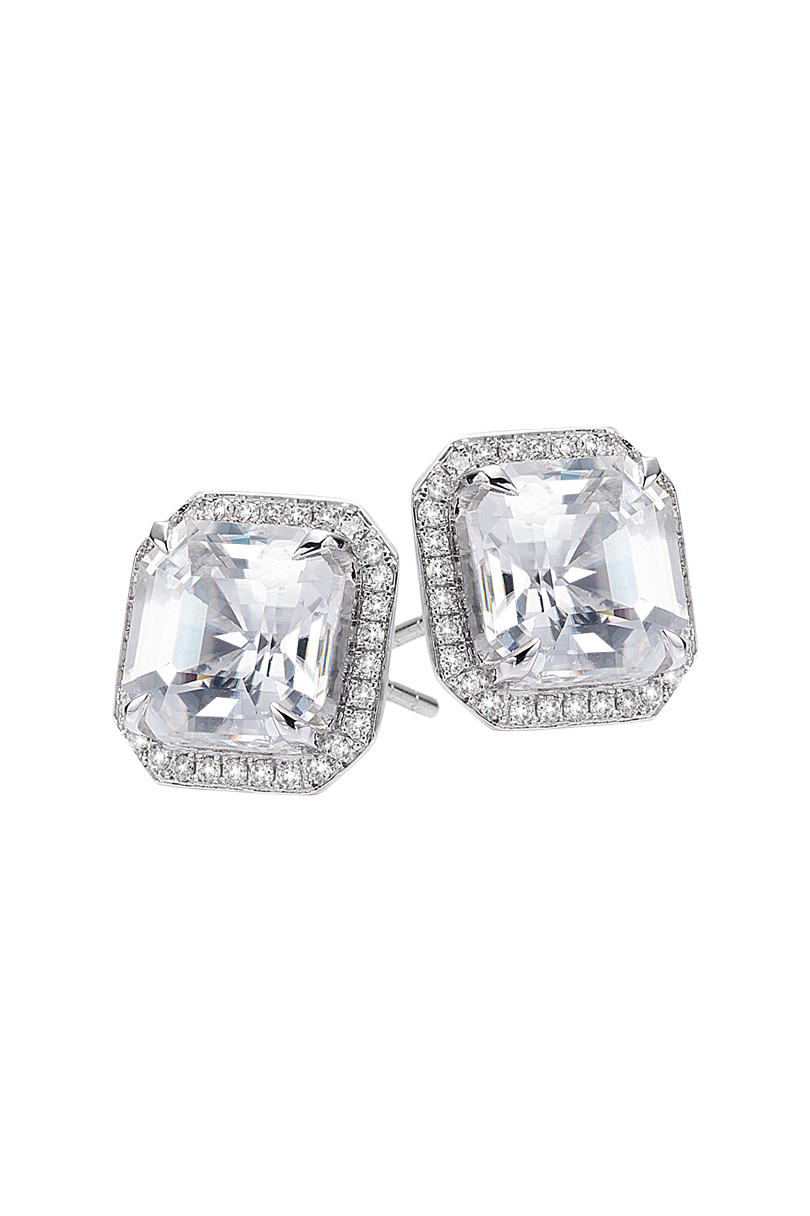 Nam Cho - 18K White Gold White Zircon Studs