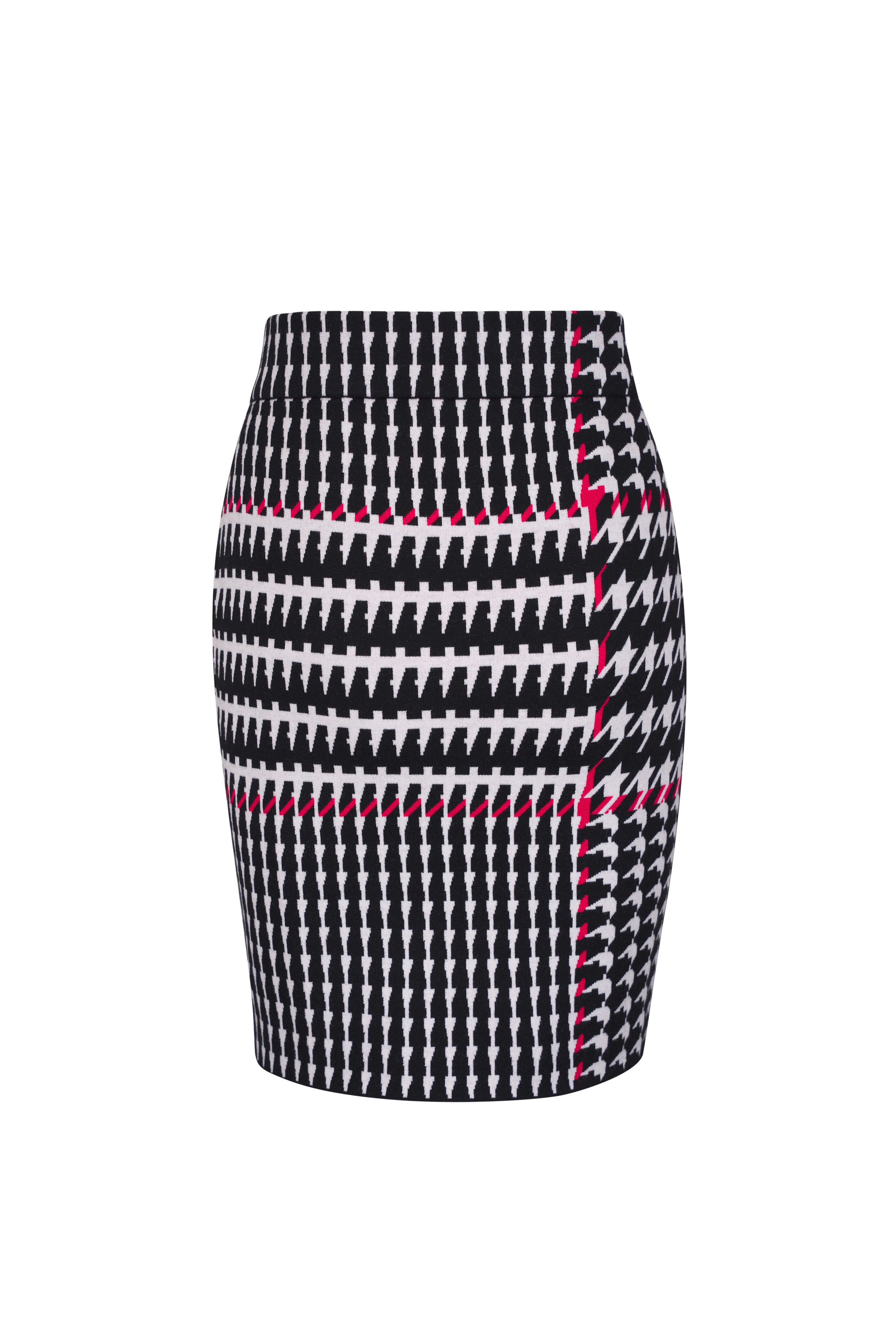Akris Punto - Black, Cream & Vermilion Jacquard Knit Skirt