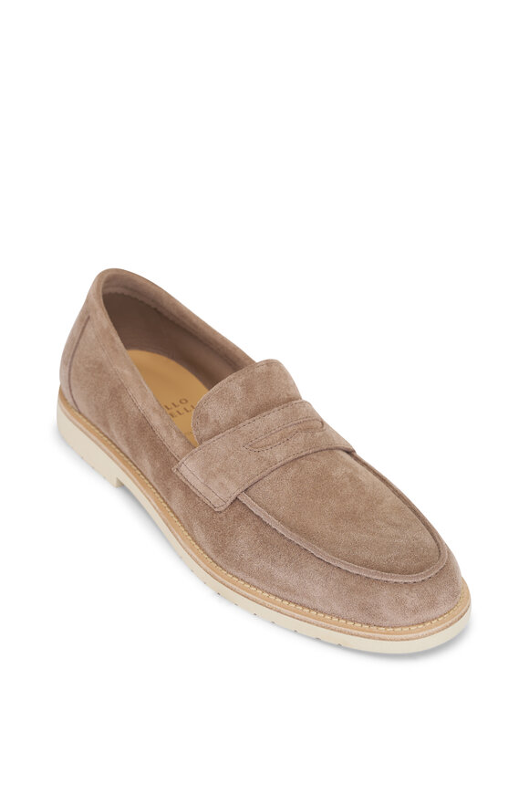 Brunello Cucinelli Sand Suede Penny Loafer