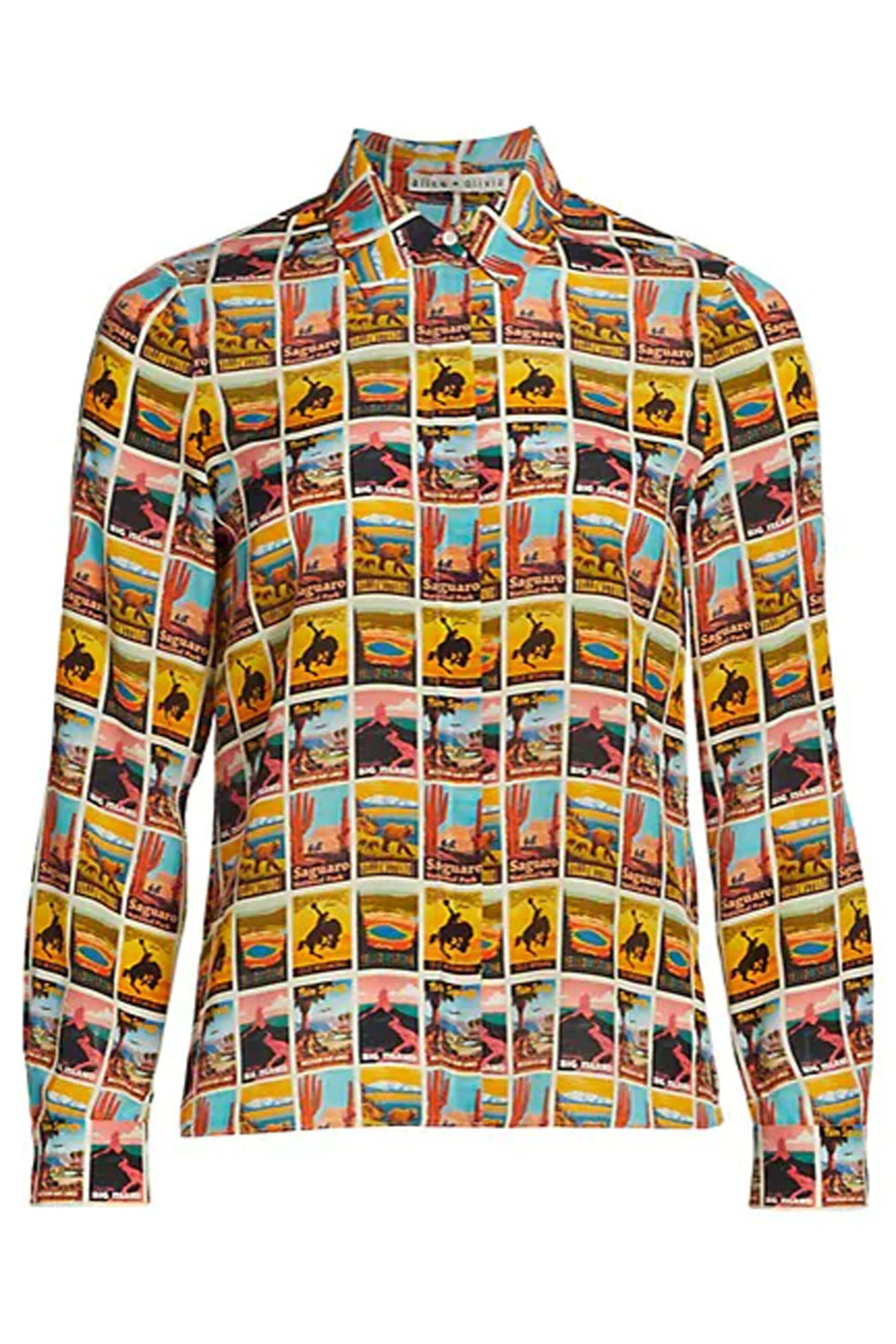Alice & Olivia - Western Postcard Willa Silk Shirt