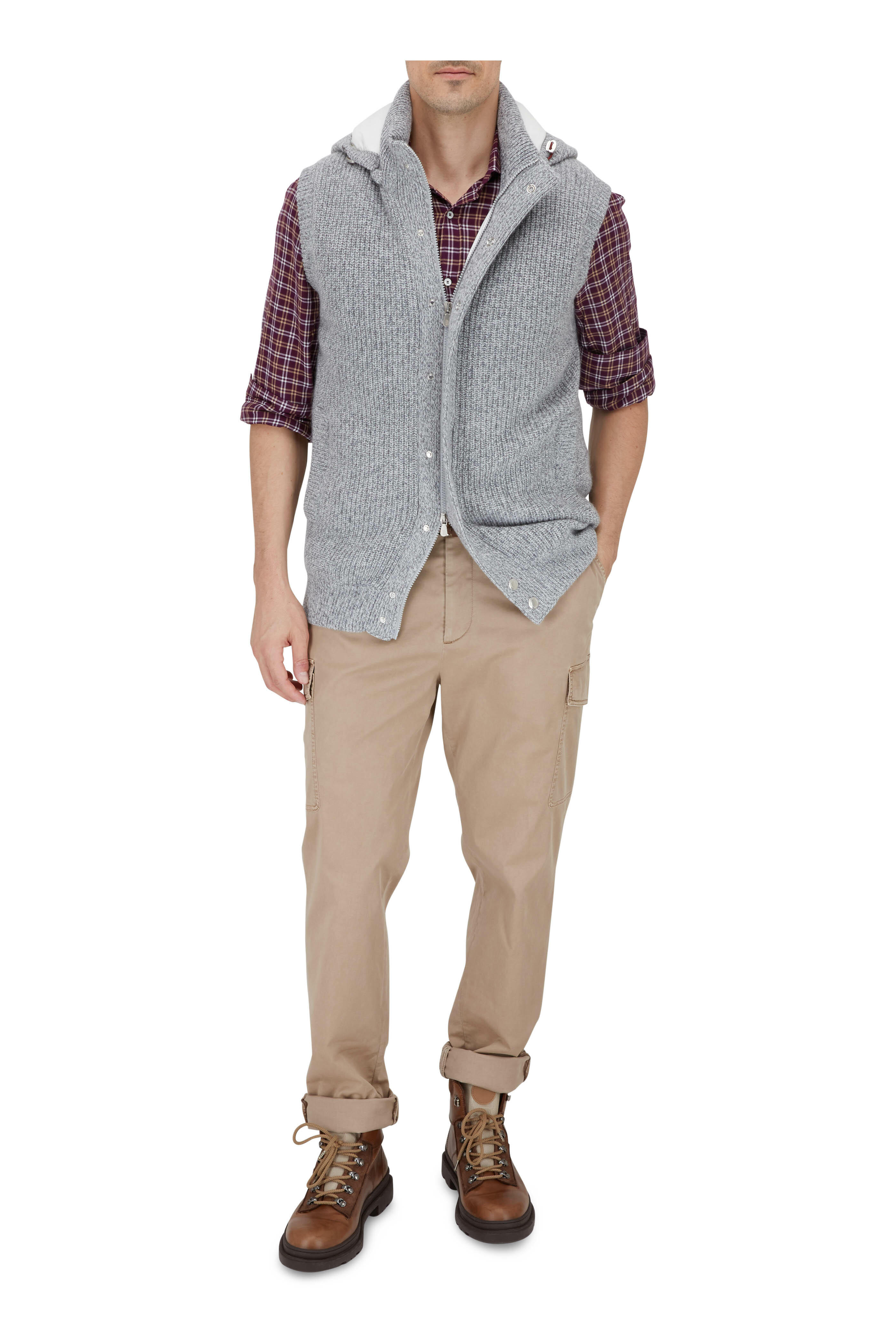 BRUNELLO CUCINELLI Leisure fit ワークパンツ Leisure fit trousers with double pleats for Man in Navy Blue