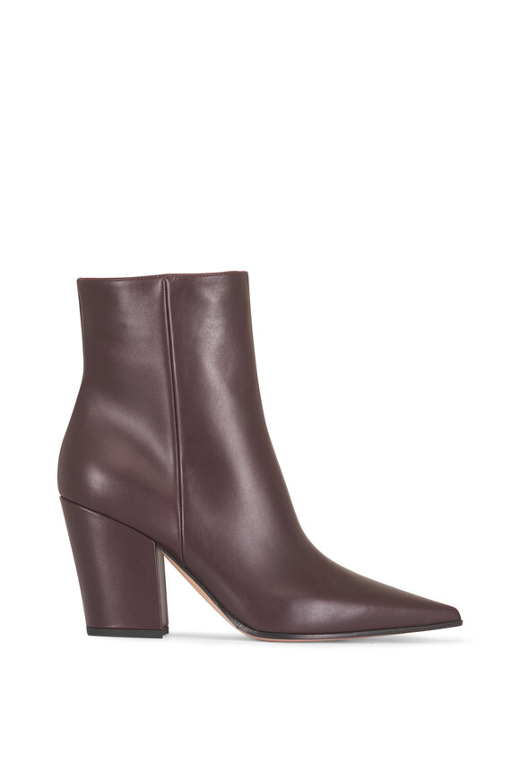 Gianvito Rossi Keina Burgundy Leather Side Zip Bootie, 55mm - view 2