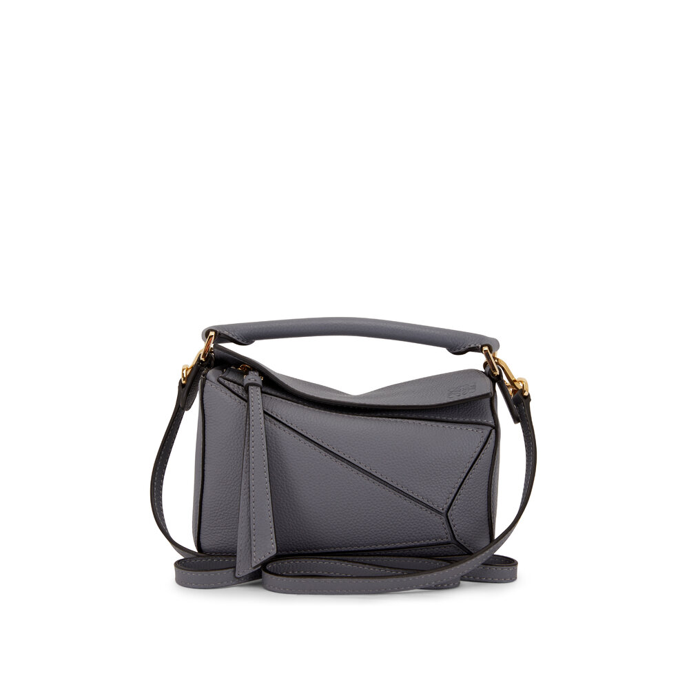 Loewe - Mini Puzzle Asphalt Gray Leather Shoulder Bag Loewe - Mini Puzzle Asphalt Gray Leather Shoulder Bag