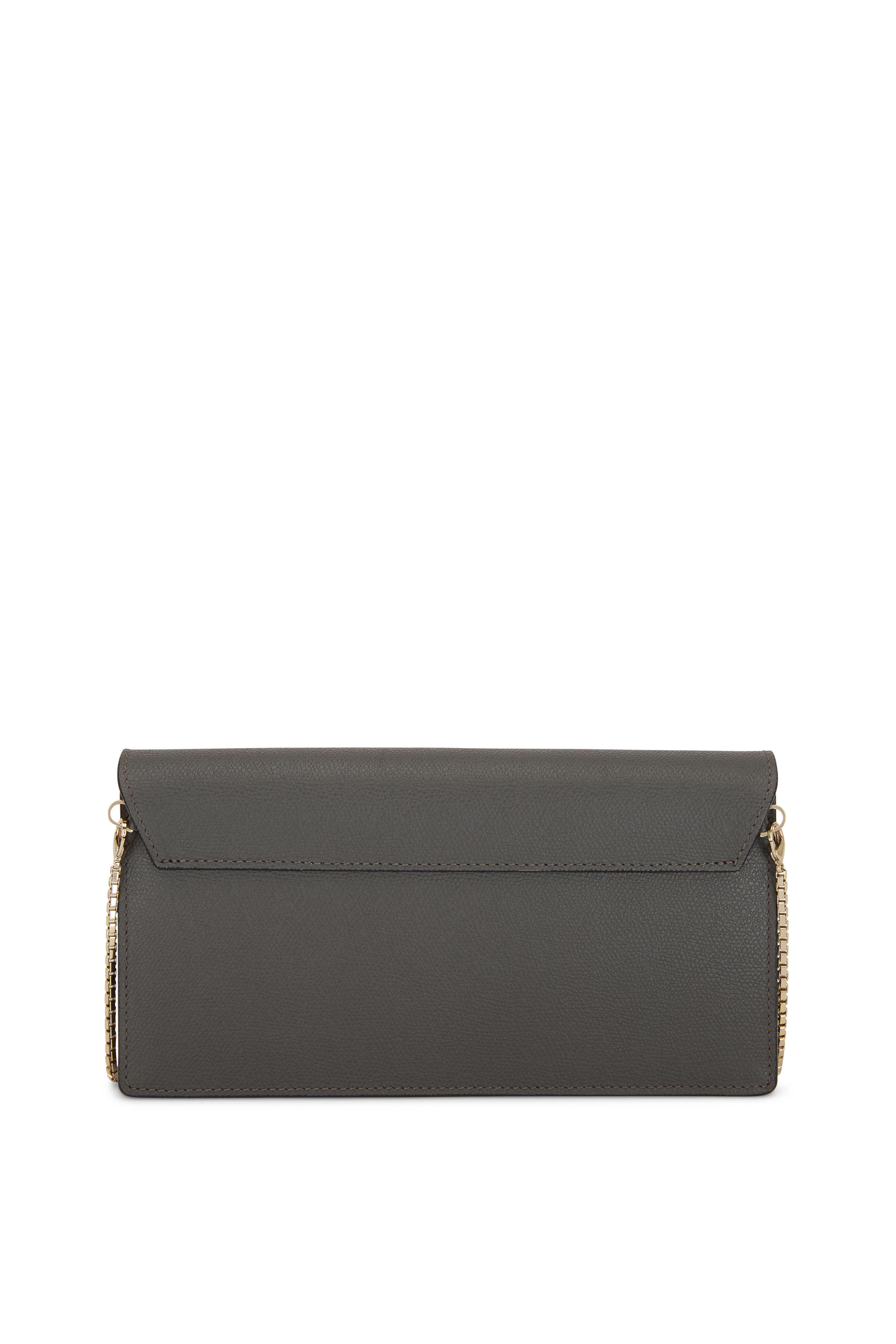 Valextra - Iside Gray Saffiano Chain Clutch | Mitchell Stores