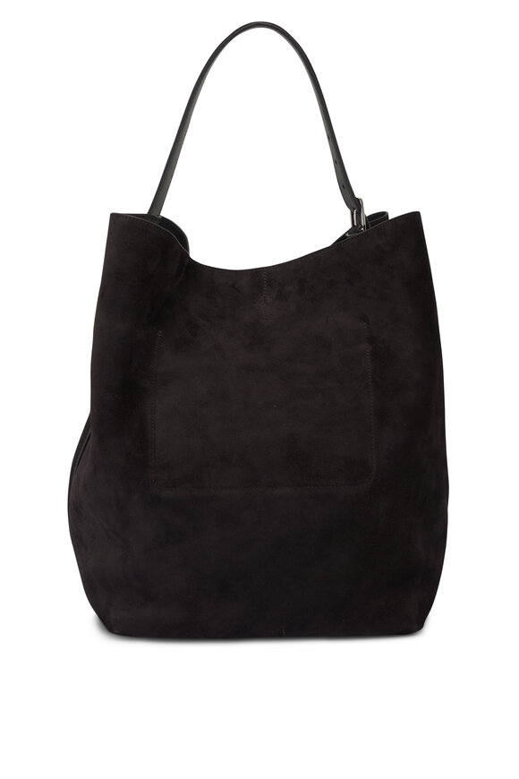 Totême - Belted Dark Brown Suede Tote Bag