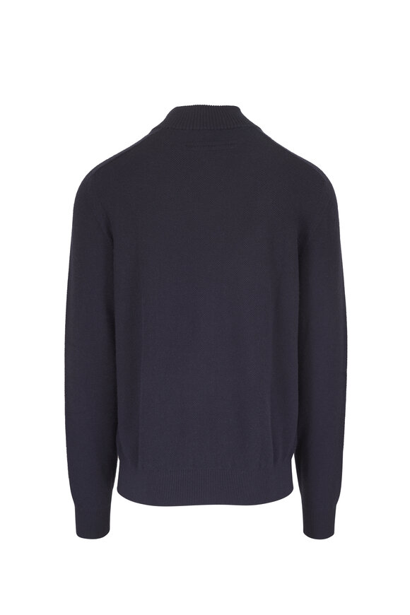 Zegna Cashseta Navy Blue Full Zip Cardigan - view 2