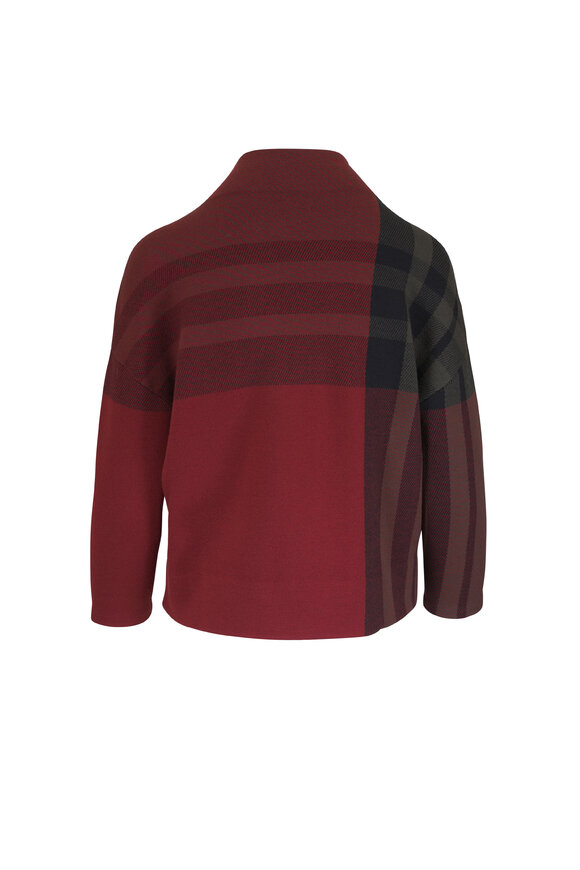 Akris Punto Black & Copper Merino Wool Jacquard Check Sweater - view 2