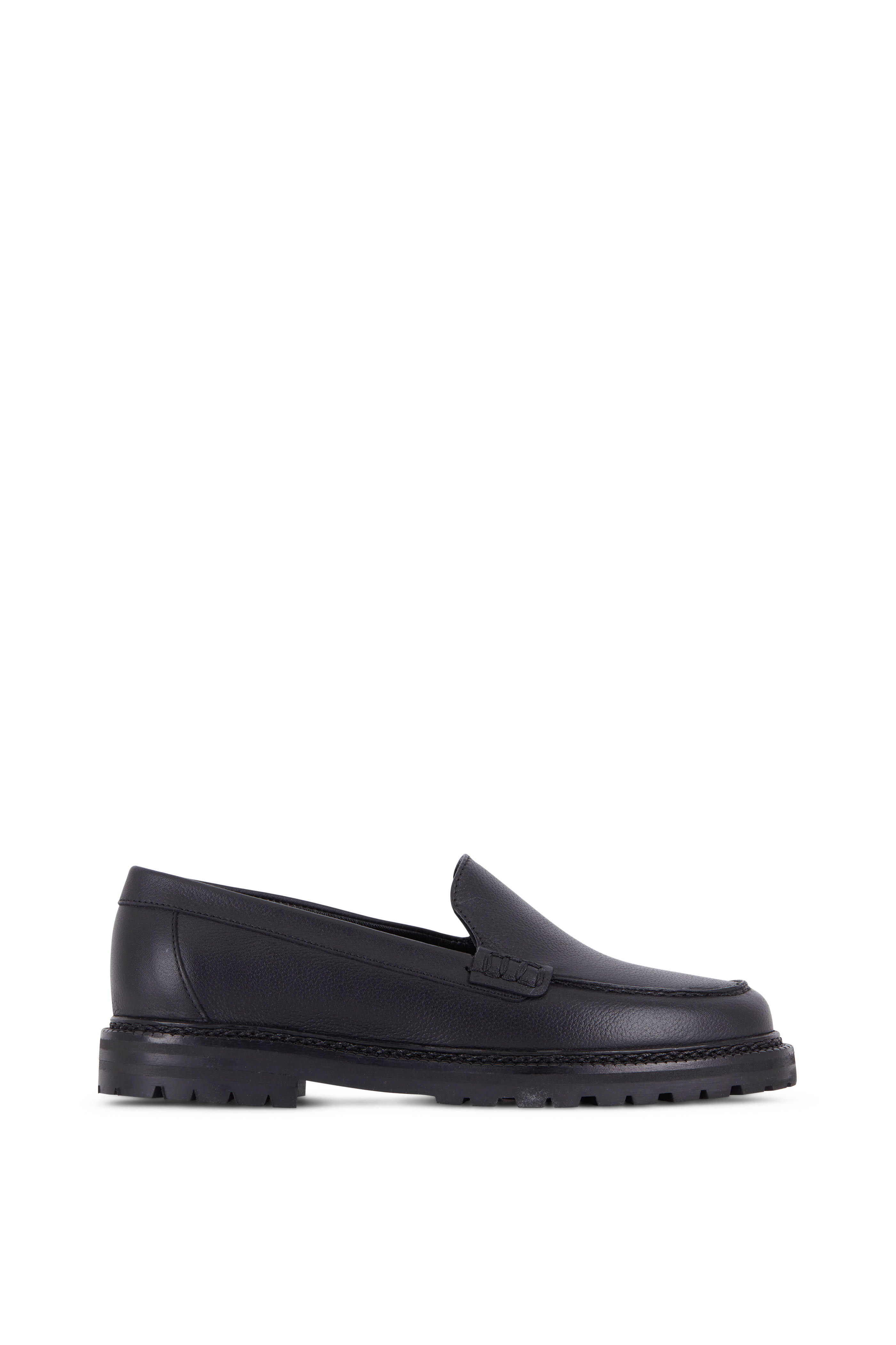 Manolo Blahnik - Dinerata Black Leather Lug Sole Moccasin