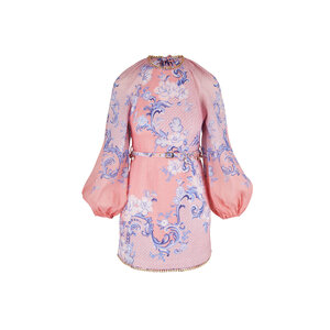 Zimmermann - Postcard Swirl Coral Floral Mini Dress Zimmermann - Postcard Swirl Coral Floral Mini Dress