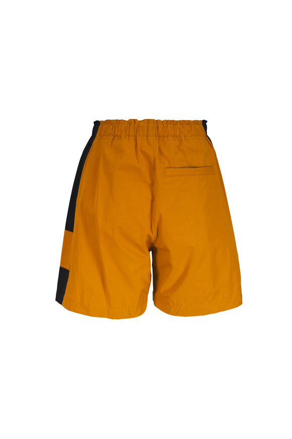 Saint Laurent Cassandre Black & Curry Cotton Bermuda Shorts - view 3