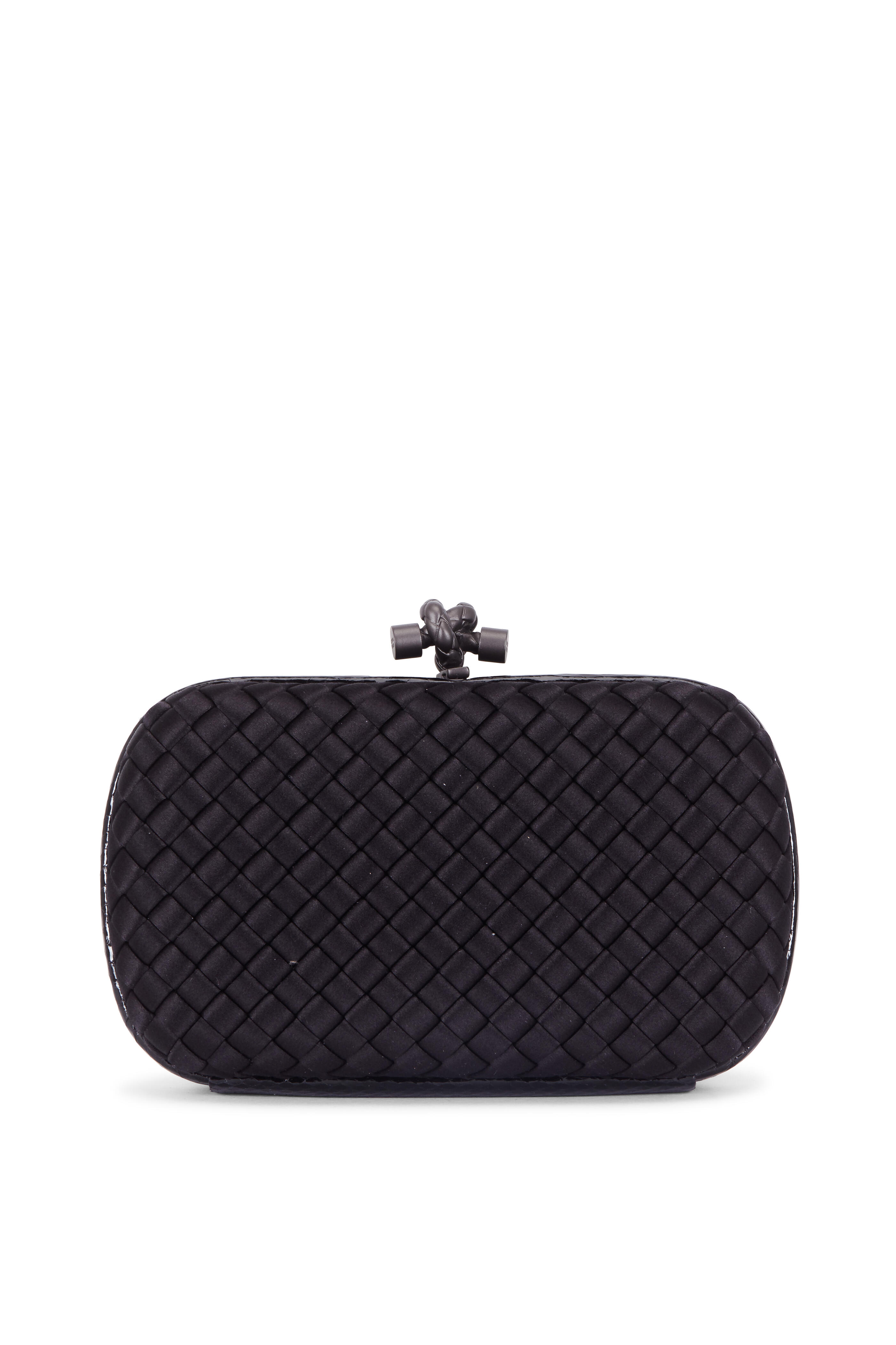 Snake-Trimmed Small Knot Clutch Gray