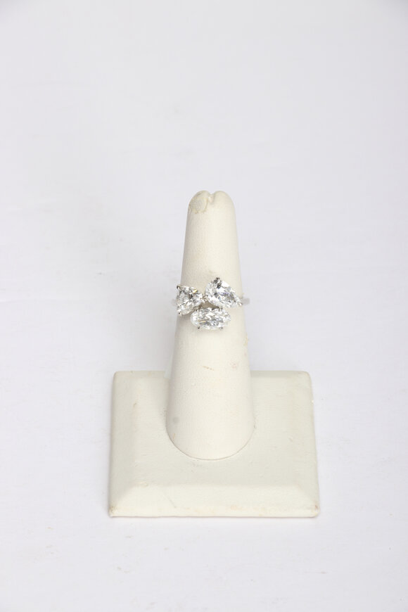Louis Newman Platinum 3 Stone Diamond Fancy Ring
