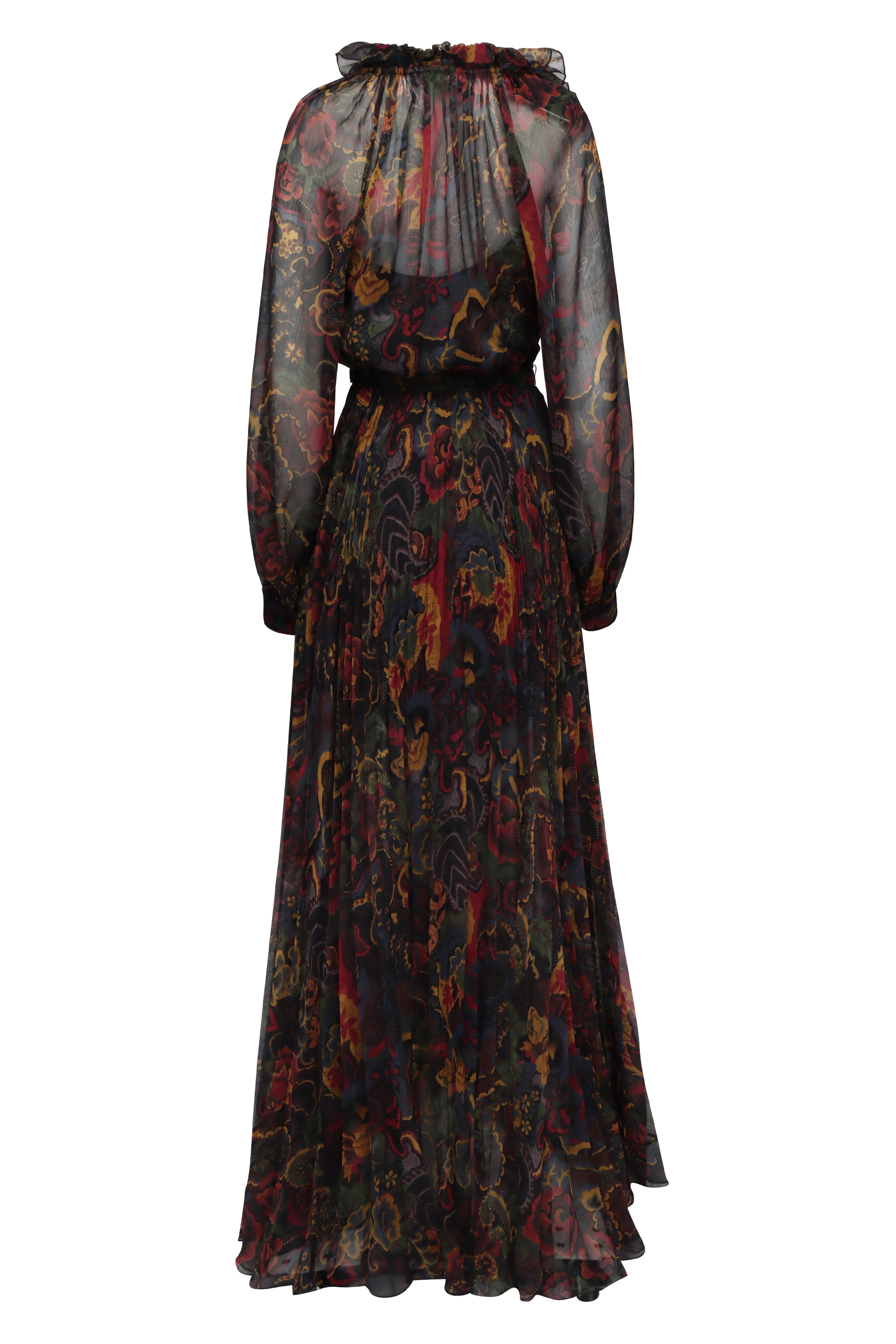 Ralph Lauren - Catia Brown Paisley Chiffon Maxi Dress
