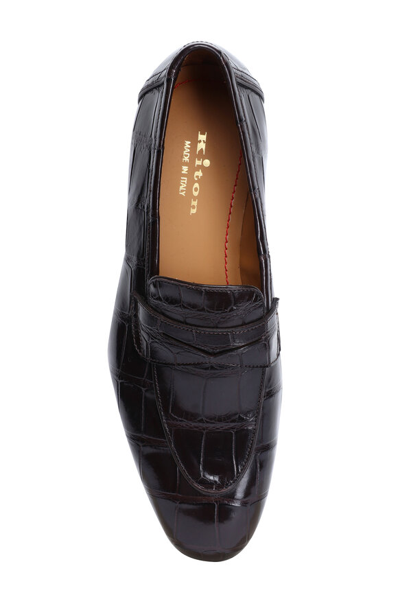 Kiton Dark Brown Leather Penny Loafer - view 3