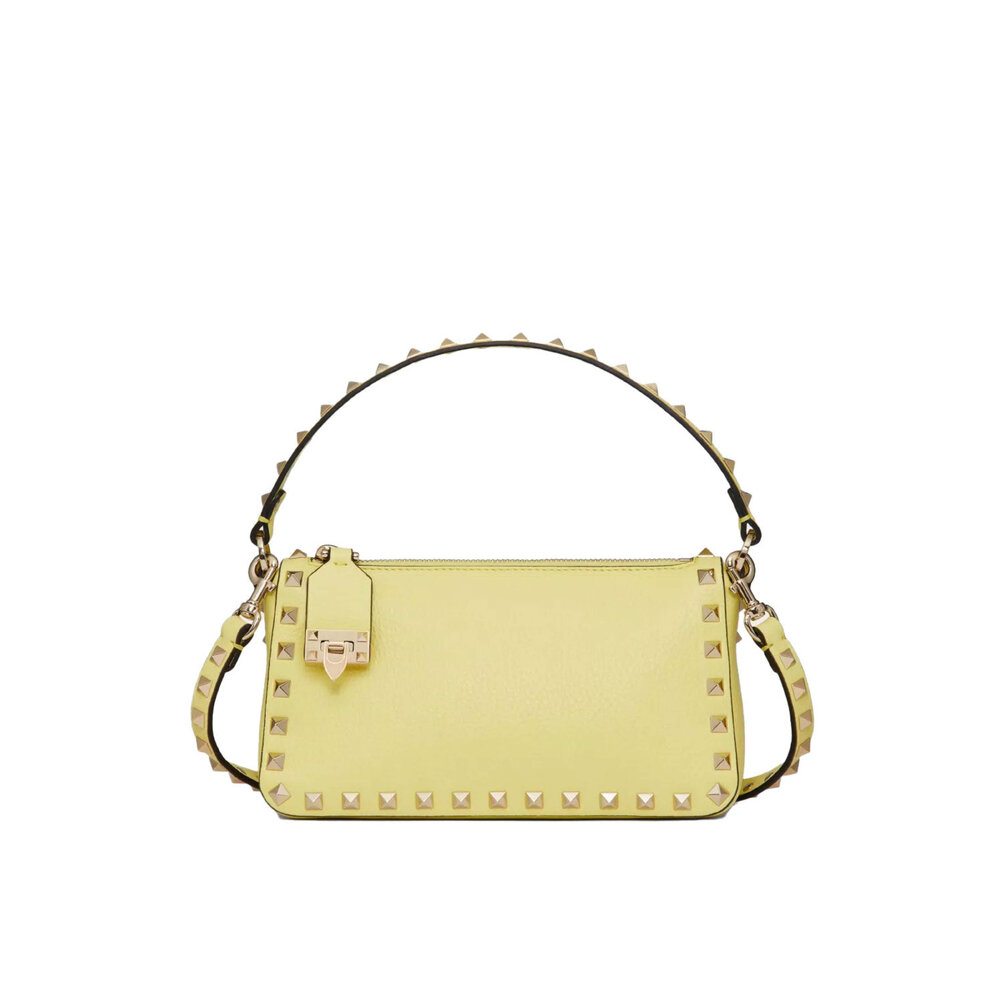 Valentino Garavani - Small Rockstud Shoulder Bag in Pale Yellow
