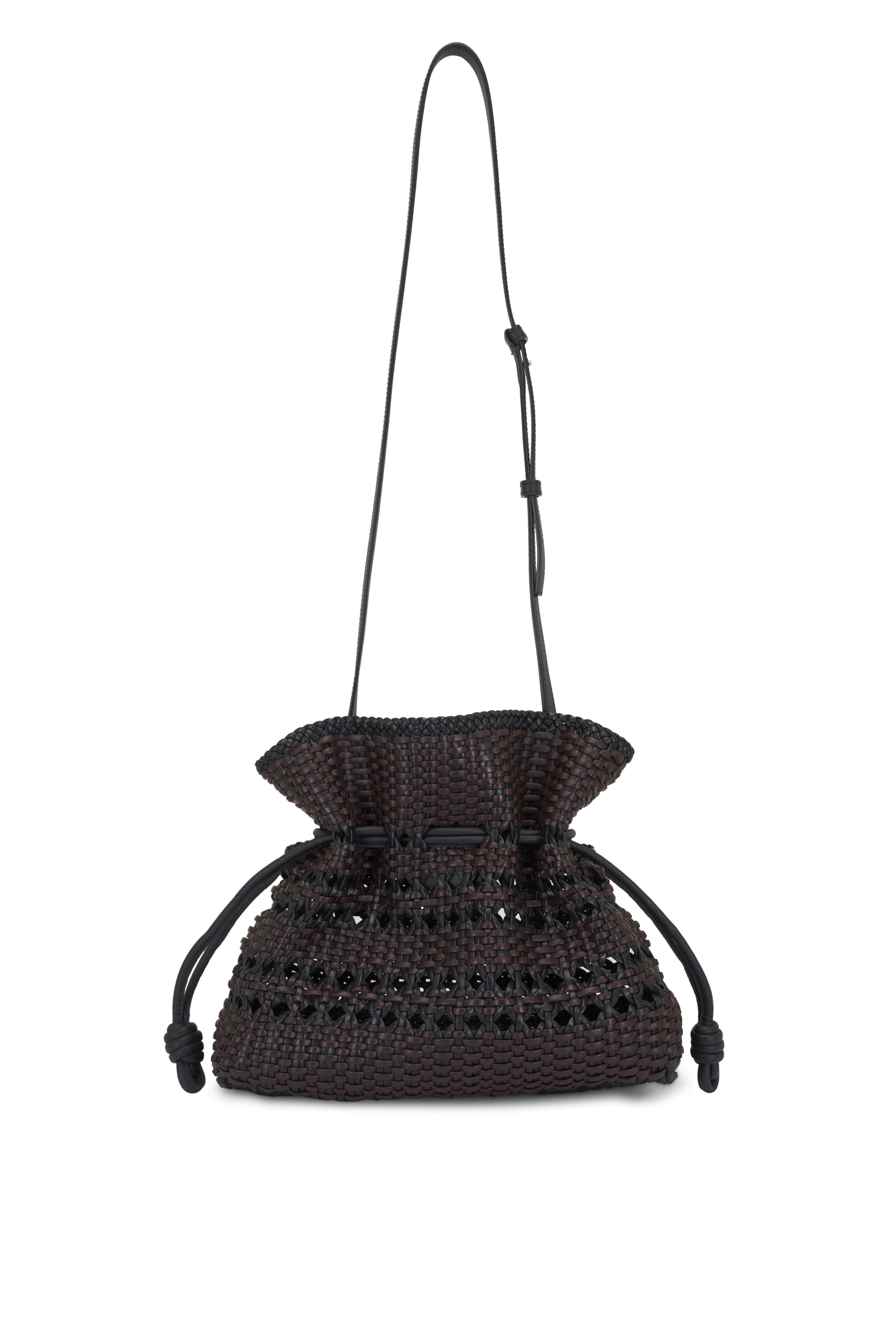 Loewe - Medium Flamenco Black & Brown Woven Leather Clutch