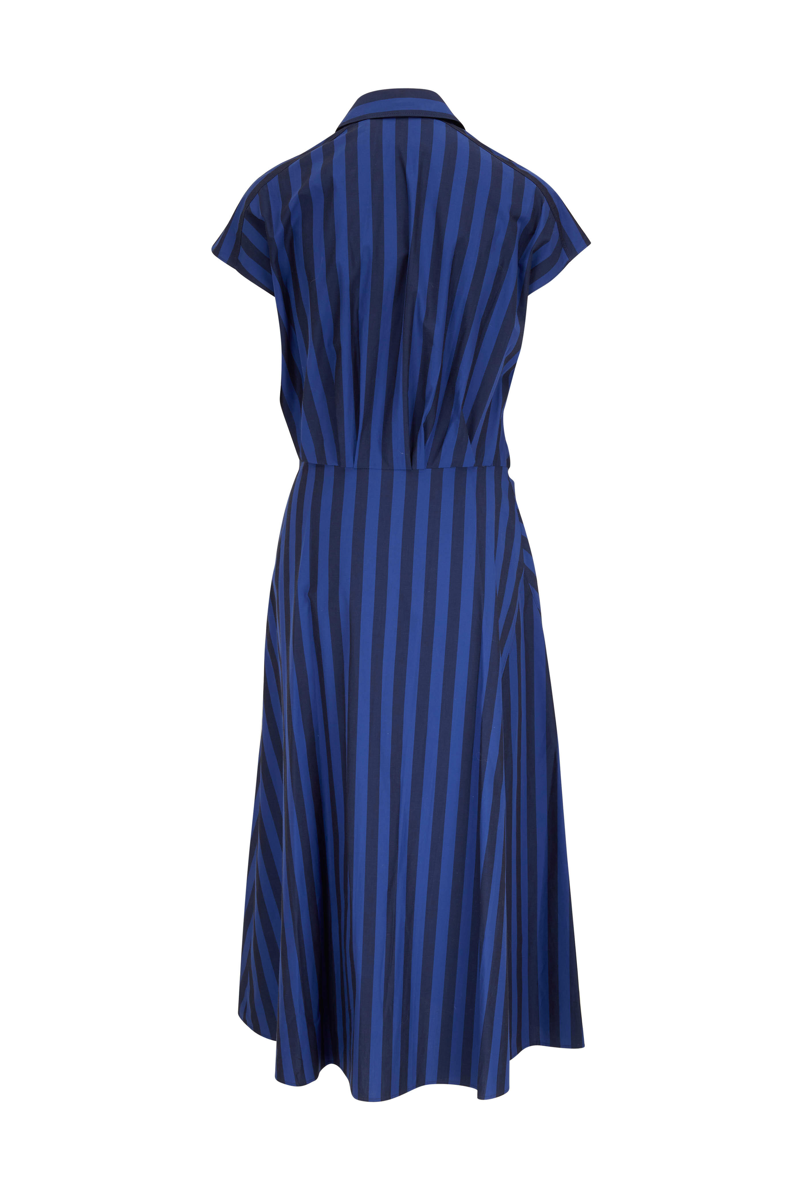 Carolina Herrera - Midnight Stripe Cap Sleeve Side Knot Dress