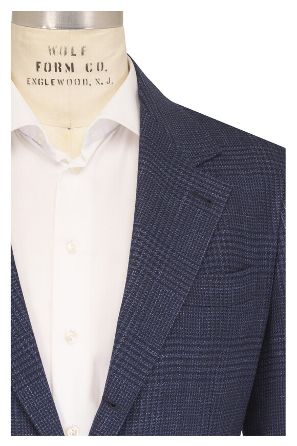 Brunello Cucinelli Denim Wool, Silk & Linen Plaid Sportcoat - view 1