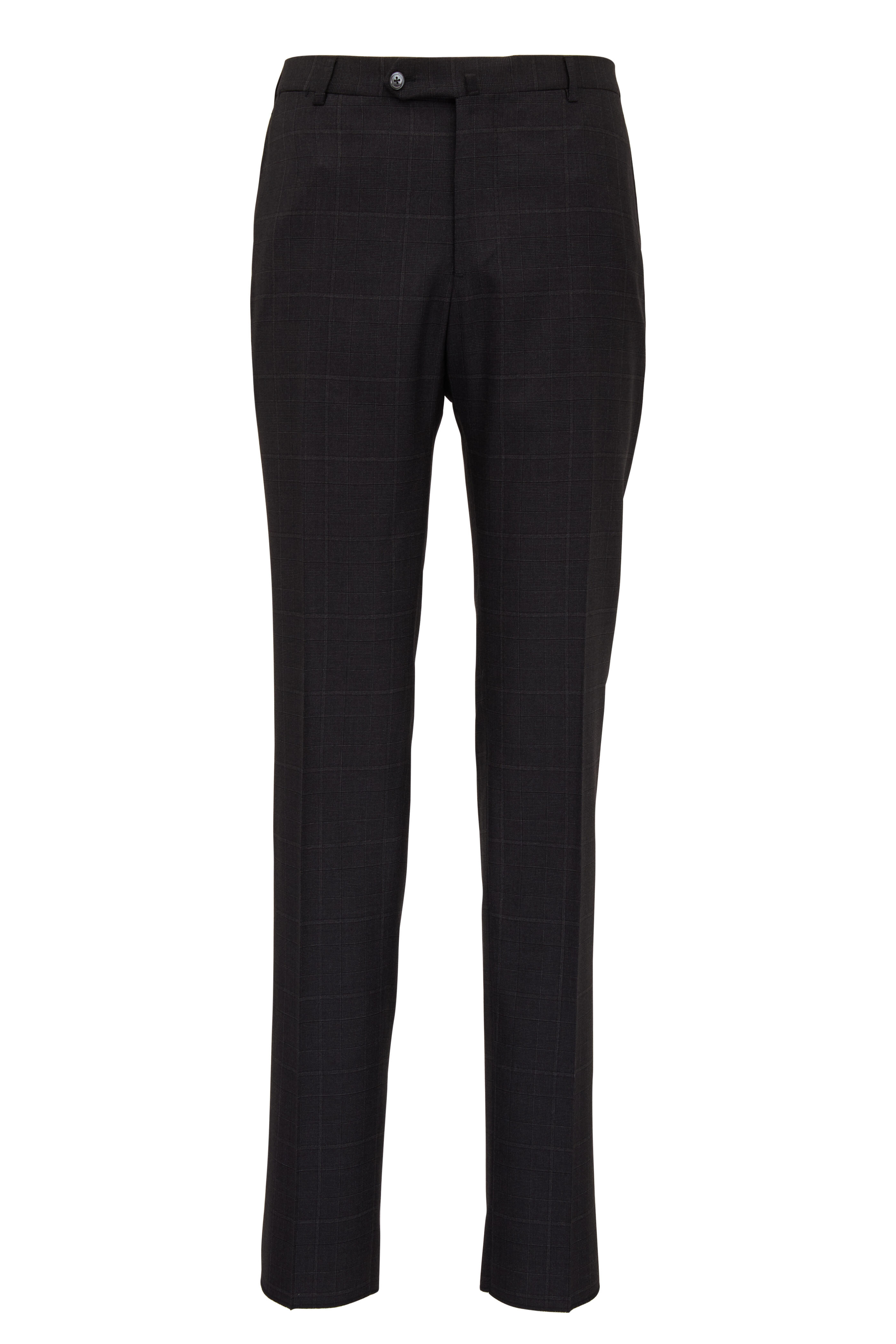 Isaia - Charcoal Gray Wool Tonal Plaid Suit