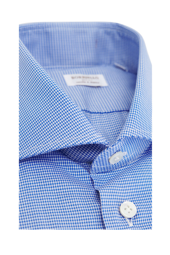 Borriello - Blue Herringbone Cotton Dress Shirt