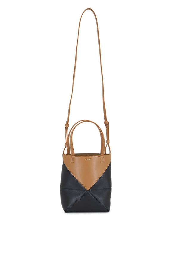 Loewe - Mini Puzzle Fold Warm Desert & Black Leather Tote 